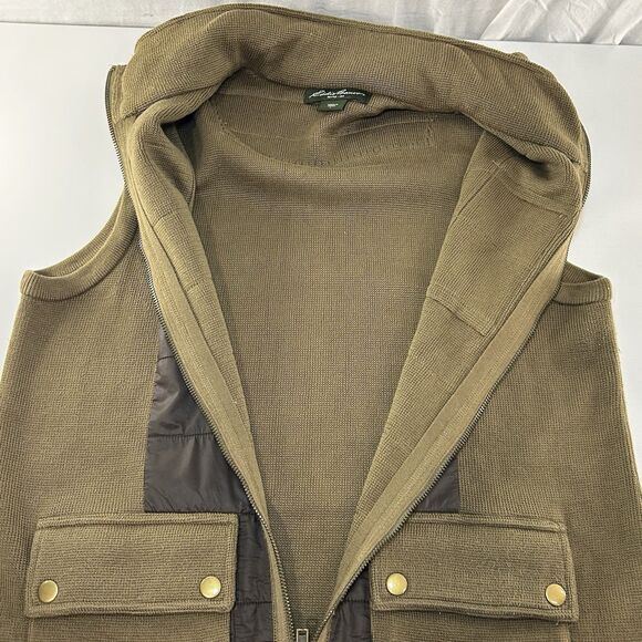 Eddie Bauer Women's Large Green Sweater Vest Military Army Style Full Zip Knit - Picture 12 of 12